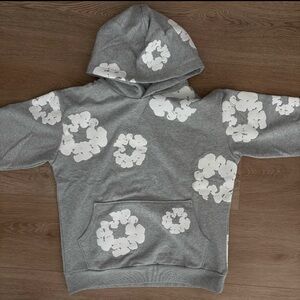 Gray Denim Tear Hoodie